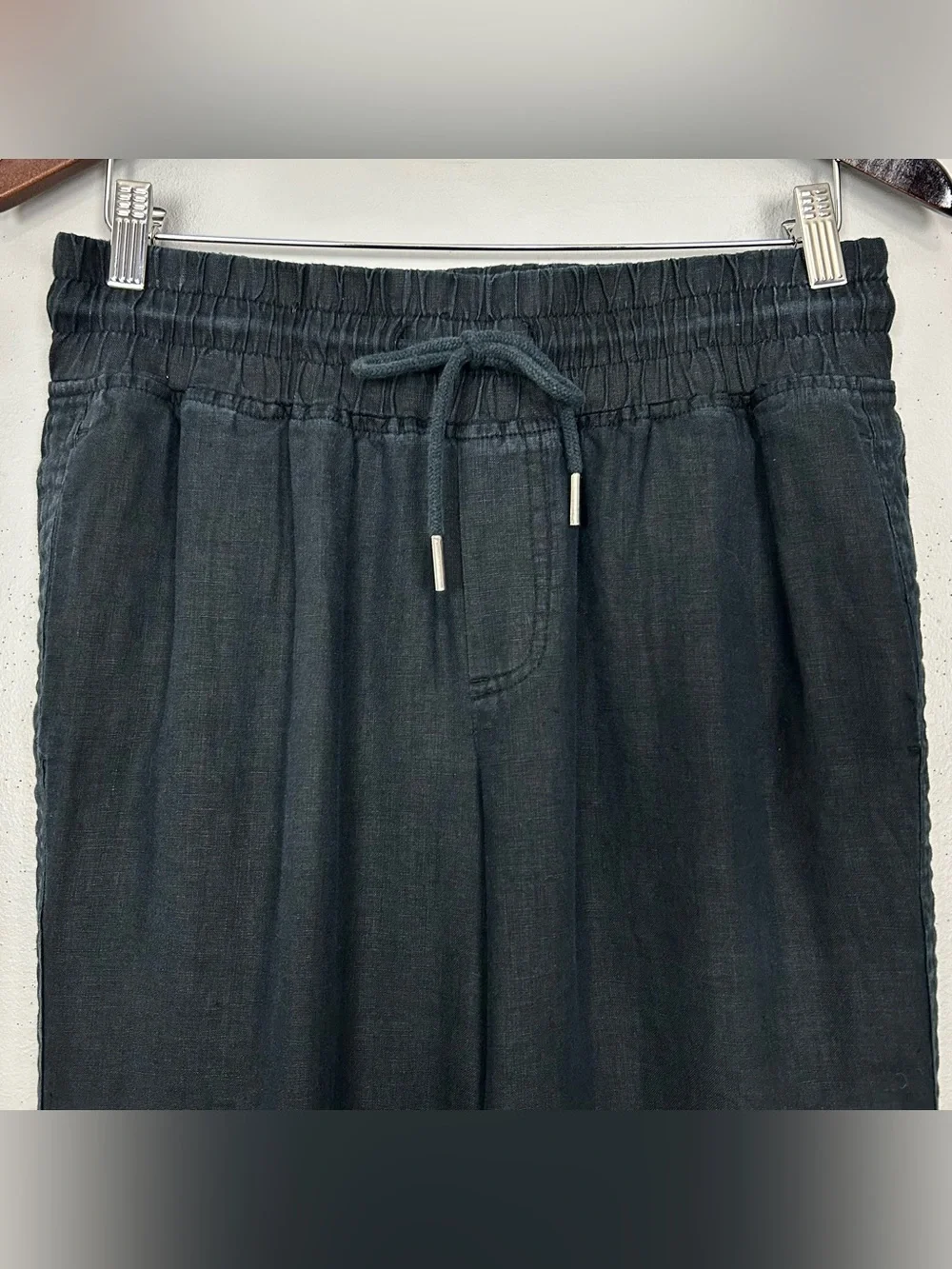 Quince 100% European Linen Wide Leg Pants Women’s Size M Drawstring Waist Black